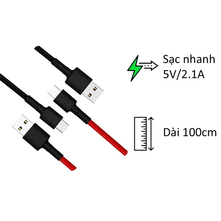 Cáp USB-C Xiaomi Mi Braided 1m - Ảnh 3